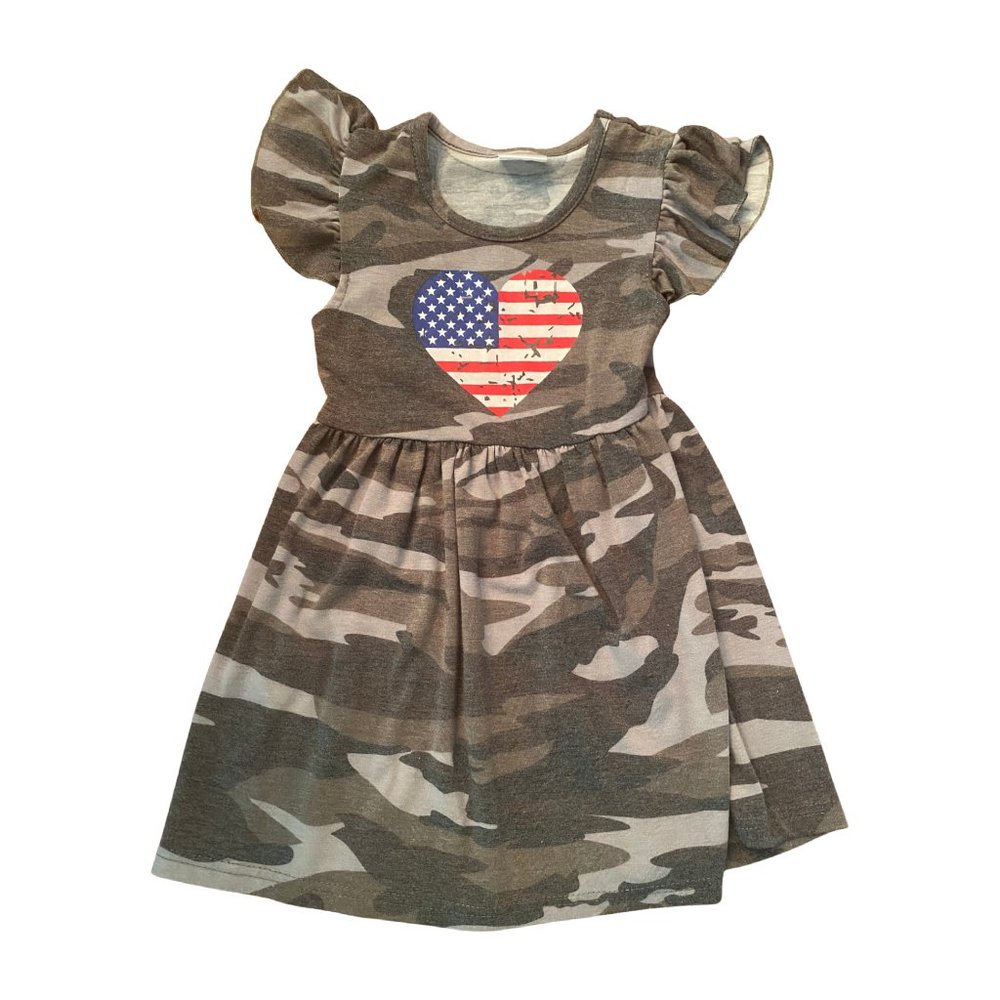 Camouflage American Flag Heart Dress